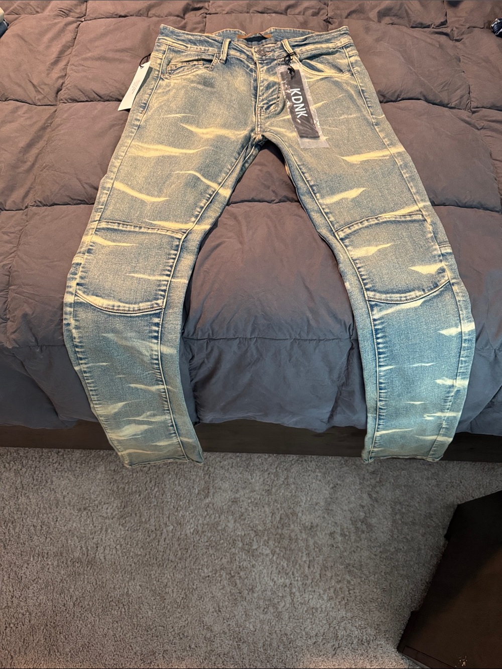 KDNK Men's Skinny Distressed Light Blue Jeans